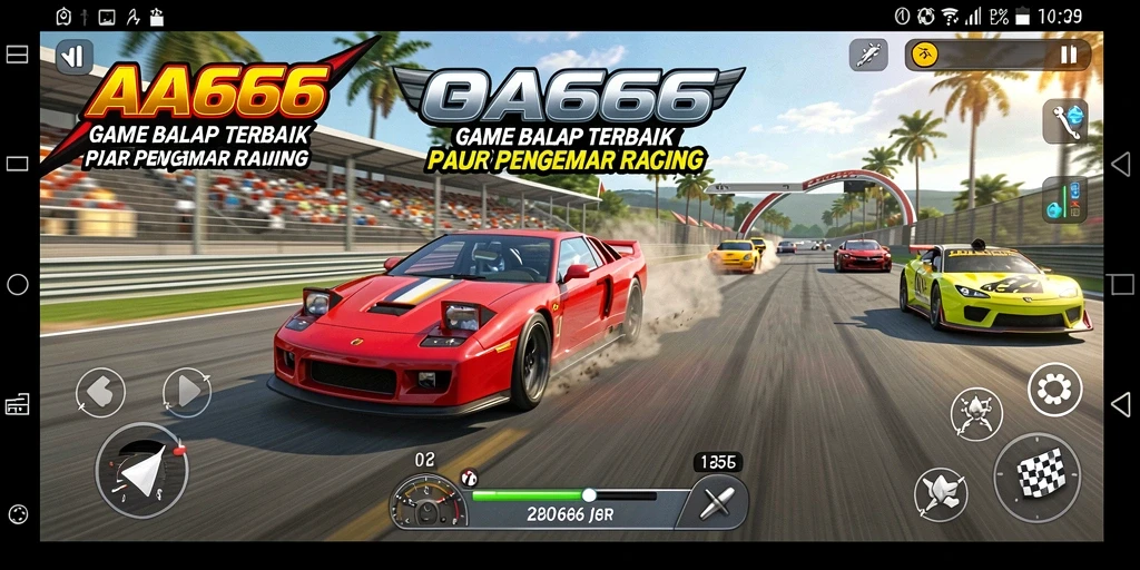 Tampilan gameplay balap yang seru dan menegangkan di AA666.