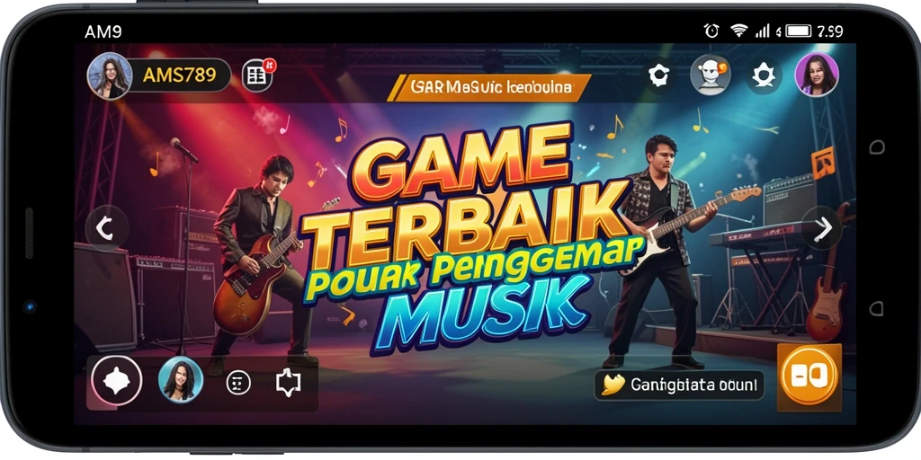 Tampilan screenshot menunjukkan pengguna yang asyik bermain AMS789 dengan alat musik.