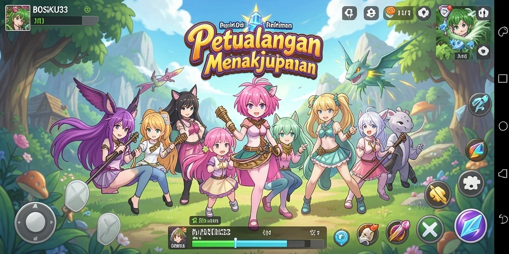 Tampilan gameplay <strong>BOSKU33</strong> yang mengesankan dengan aksi karakter anime.