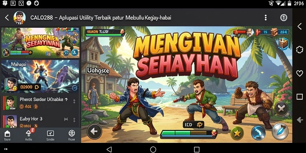 Screenshot utama CALO288 menunjukkan antarmuka aplikasi yang ramah pengguna.