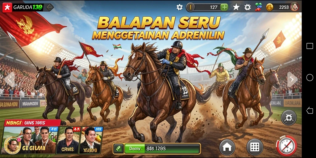 Tampilan gameplay <strong>GARUDA138</strong> yang penuh aksi di lintasan balap.
