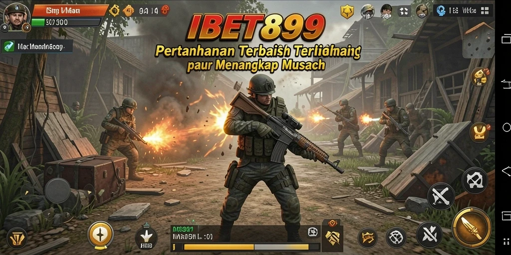 Screenshot gameplay menampilkan serangan menara dalam tindakan.