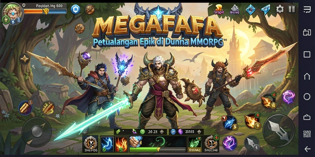 Tampilan gameplay <strong>MEGAFAFA</strong> yang menakjubkan dalam mode MMORPG.