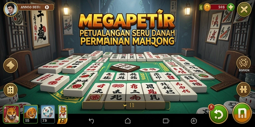 Tampilan gameplay seru dalam MEGAPETIR yang menampilkan Mahjong.