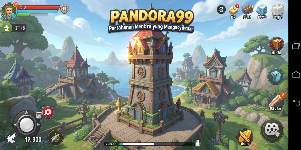 Screenshot menunjukkan gameplay seru dari PANDORA99 dalam genre Tower Defense.
