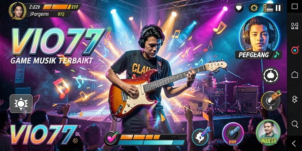Screenshot VIO77 menampilkan gameplay menarik dengan irama musik yang dinamis.